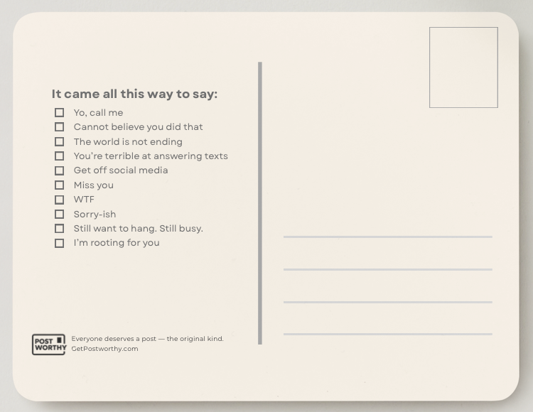 One Postcard, Zero Filter