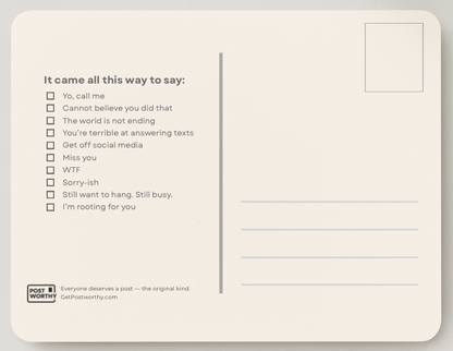 One Postcard, Zero Filter